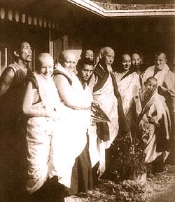 The 1975 Kopan ordination of Ven Sangye Khadro and others, with Lama Zopa Rinpoche, Song Rinpoche and Lama Yeshe.