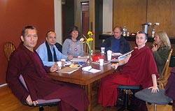 Clockwise form left: Yangsi Rinpoche, Alberto Fournier, Angie Garcia, Kim Hollingshead, Pam Cayton and Ven. Lhundup Damch at a Maitripa Institute board meetings.