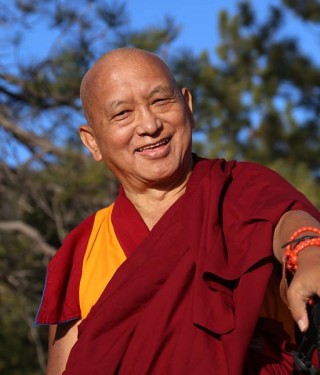 Lama Zopa Rinpoche at Buddha Amitbha Pure Land, WA, April 2014. Photo by Ven. Thubten Kunsang 
