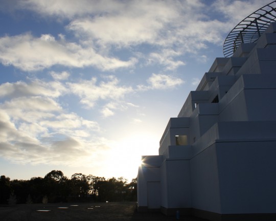 The morning sun at the Great Stupa of Universal Compassion, Bendigo, Victoria, Australia, September 17, 2014. Photo by Laura Miller