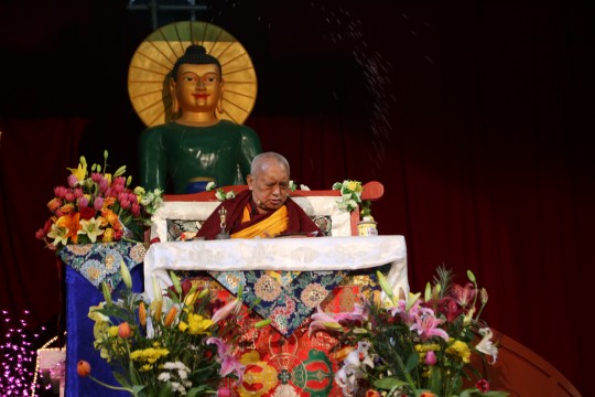 Lama Zopa Rinpoche during retreat at Great Stupa of Universal Compassion, Australia, October 2014. Photo by Ven. Thubten Kunsang.