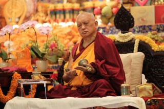 Lama Zopa Rinpoche during the long life puja offered to him at ABC, November 23, 2014. 