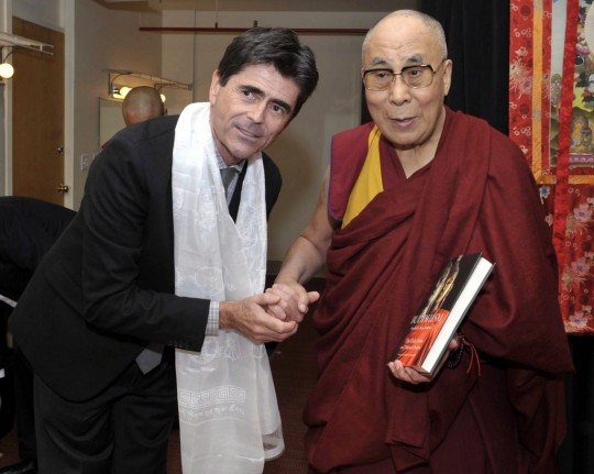 His Holiness the Dalai Lama with Tim McNeill, Boston, Mass., US, October 20, 2014. Photo by Sonam Zoksang. 