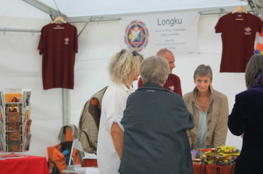 Longku Center had and information booth where gifts and food could be purchased at the first annual Swiss Buddhist Festival, Berne, Switzerland, September 2014. Photo courtesy of Longku Center.