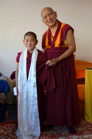 Lama Zopa Rinpoche with Lama Jamyang Garpo. Photo by Ven. Roger Kunsang, September 2014. 