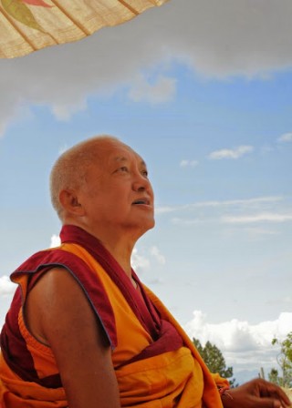 Lama Zopa Rinpoche, Amitabha celebration day, Buddha Amitabha Pure Land, Washington, US, August 2014. Photo by Ven. Sherab.