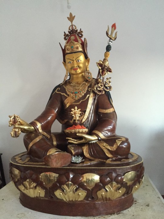 The newly completed 6.5 ft Padmasambhava statue at Osel Ling, Spain. 