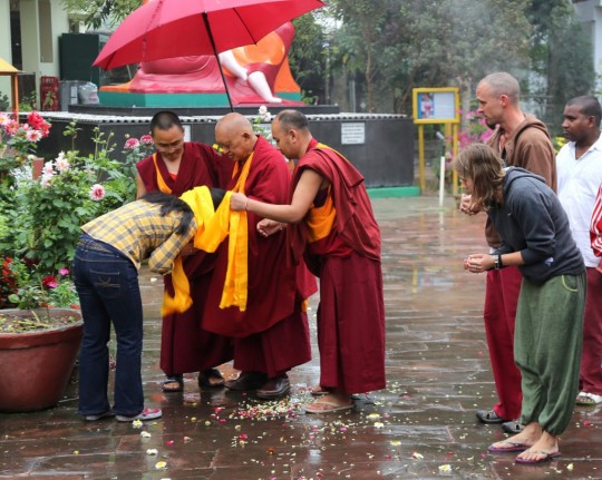 Lama Zopa Rinpoche, Root Institute, Bodhgaya, India, March 2015. Photo by Ven. Thubten Kunsang.