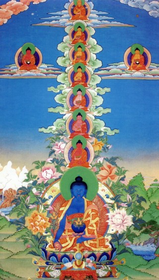 Medicine Buddhas thangka by Bob Cayton. 