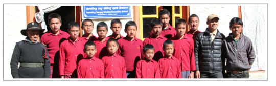 School children and staff of the Rolwaling Sangag Choling Monastery School. 