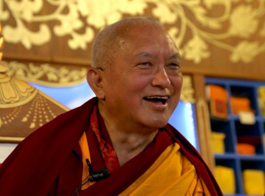 Lama Zopa Rinpoche teaching at Mahamudra Centre, New Zealand. Photo by Ven. Thubten Kunsang, May 2015. 
