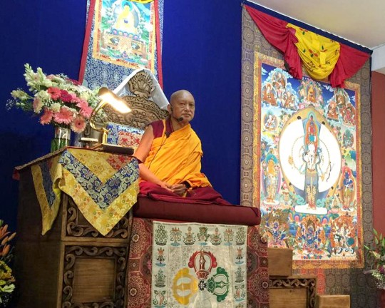 Lama Zopa Rinpoche at the retreat in Mexico, September 2015. Photo by Ven. Roger Kunsang via Twitter.