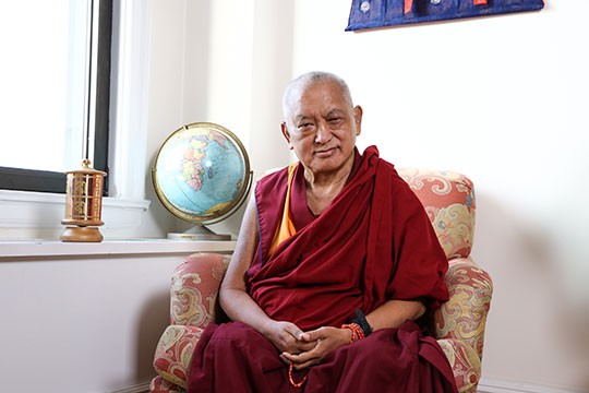 Portrait of Lama Zopa Rinpoche, New York, USA, August 2015. Photo by Edward Sczudlo.