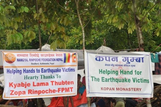 FPMT's Nepal Earthquake Support Fund supports Namgyal Rinpoche's efforts to provide short and long term aid to those devastated by the Nepal earthquakes. Photo courtesty of Namgyal Rinpoche Foundation Facebook page. 