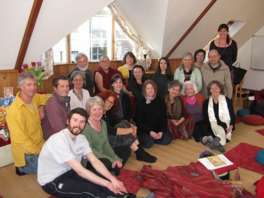 ​Ven. Robina Courtin and students during retreat, Findhorn, Scotland, March 2015. Photo Martin McDonald.