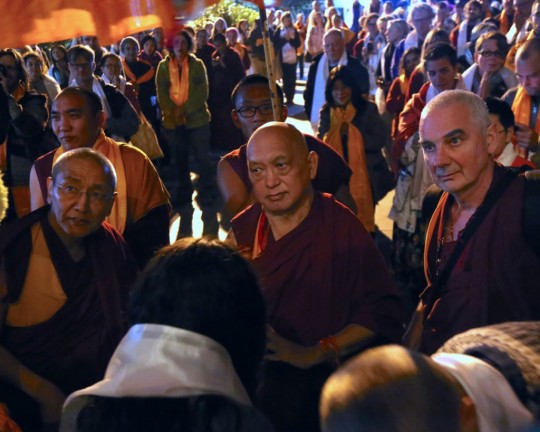 Lama Zopa Rinpoche arriving at Kopan Monastery, November 2015. Photo by Ven. Thubten Kunsang.