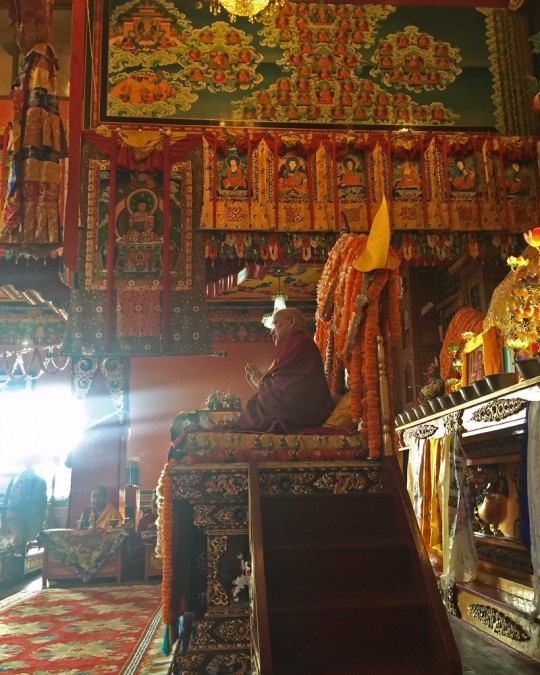 Lama Zopa Rinpoche at Kopan Monastery, Nepal, December 2015. Photo by Ven. Roger Kunsang.