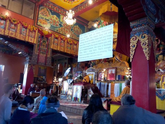 Lama Zopa Rinpoche teaches during the Kopan November Course, Kopan Monastery, Nepal, December 2015