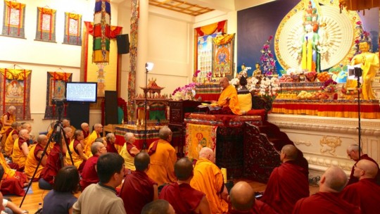Rinpoche teaching at Amitabha Buddhist Centre