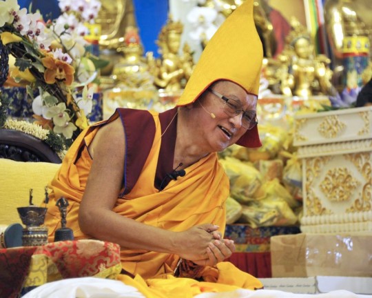 Lama Zopa Rinpoche during long life puja at Amitabha Buddhist Centre, Singapore, March 13, 2016. Photo by Piero Sirianni.