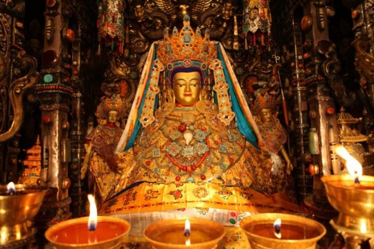 The Jowo Buddha statue in Lhasa, Tibet. 