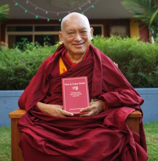 Lama Zopa Rinpoche with ‘How to Enjoy Death,’ Osel Labrang, Sera Monastery, India, December 2015