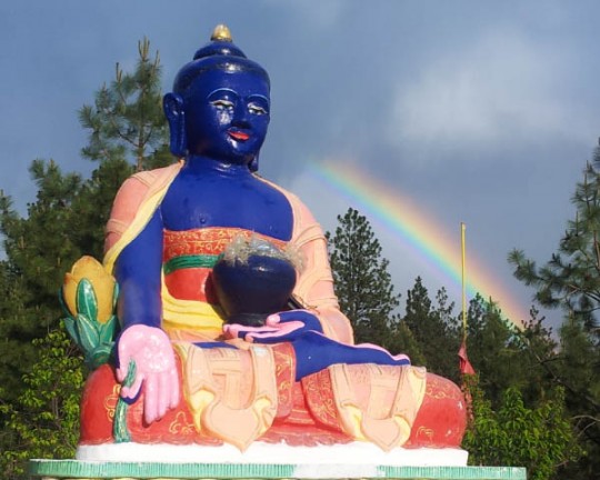 Medicine Buddha statue at Buddha Amitabha Pure Land, Washington, USA. 