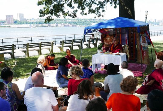Lama Zopa Rinpoche teaches to the students of Shantideva Mediation Center, New York, US, July 2016. Photo by Ven. Lobsang Sherab.