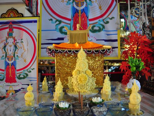 Elaborate tormas were offered during the mani retreat, Ulaanbaatar, Mongolia, August 2016