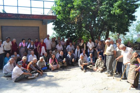 Residents and staff of the Jampaling Elder Home in Dharamsala. 