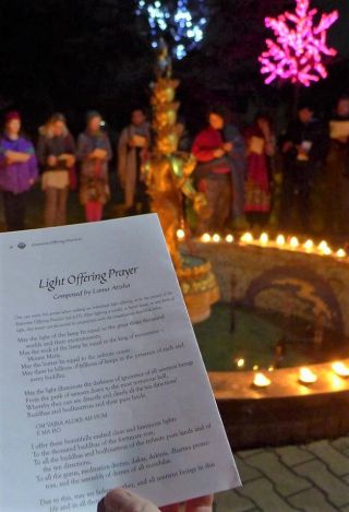 Offering lights at Kopan Monastery, November, 2016. Photo by Laura Miller.