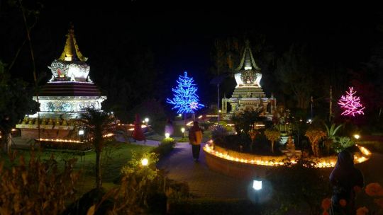Offered lights at Kopan Monastery, Nepal, November, 2016. Photo by Laura Miller.