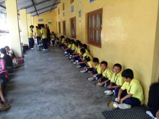 Midday Meals Offered to Tibetan School Children in Bylakuppe, South India