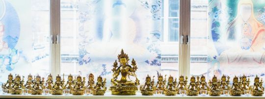 Jamyang Buddhist Centre Leeds, new Tara statues. August 2017. Photo by Fiona Oliver Photography. 