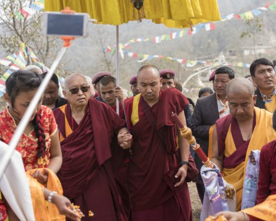 Rinpoche Arriving Stupa Consecration Nepal 201803