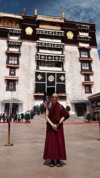 Ven. Tenzin Tsultrim at the inner courtyard of the Potala Palace in Lhasa, Tibet, June 2017. Photo courtesy of Ven. Tenzin Tsultrim.