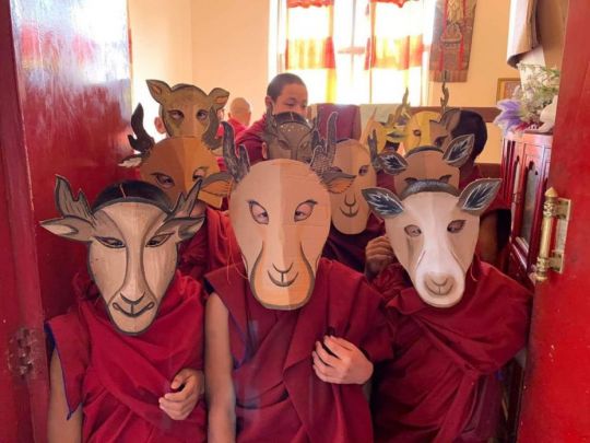 kopan-monastery-school-students-in-deer-costumes-for-play-performed-for-lama-zopa-rinpoche-birthday-at-kopan-monastery-december-2018-photo-by-kopan-monastery-school