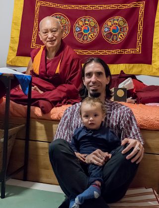 Rinpoche with Tenzin Osel and his son Norbu