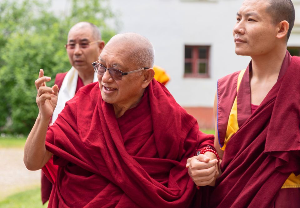 Lama-Zopa-Rinpoche-arriving-at-Nalanda-Monastery-France-May-2019-NB