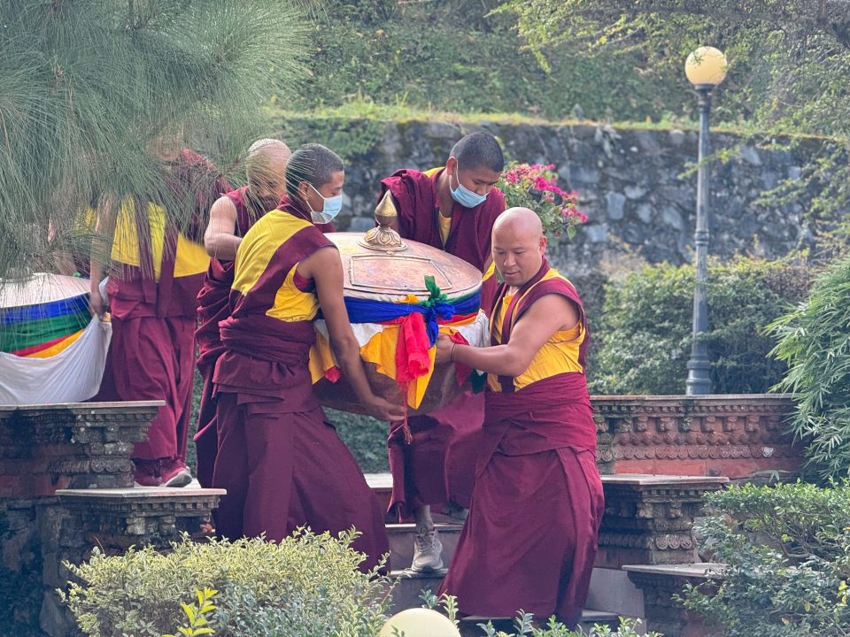 Placing the Treasure Vases in the Stupa of Complete Victory