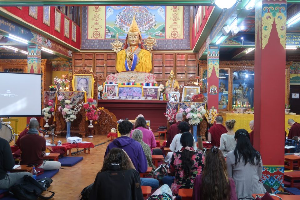 Photo: Community at Tushita Mahayana Meditation Centre, Delhi, India the 3rd anniversary of Lama Zopa Rinpoche’s parinirvana, April 13, 2026.. Credit: Tushita Mahayana Meditation Centre Facebook page.
