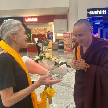Photo credits: Geshe Tenzin Zopa welcomed on his arrival in Mexico. Photo credits FPMT Mexico Facebook