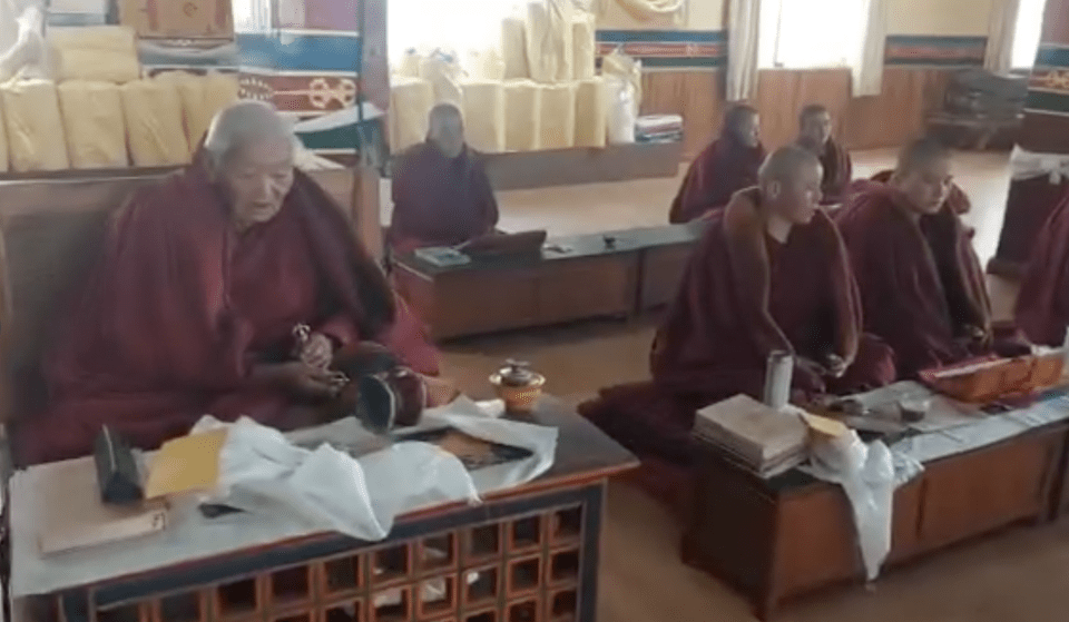Photo: Community at Tsum Rachen Nunnery, Nepal, for the 3rd anniversary of Lama Zopa Rinpoche’s parinirvana, April 13, 2026.. Credit: Tsum Rachen Nunnery Facebook page.