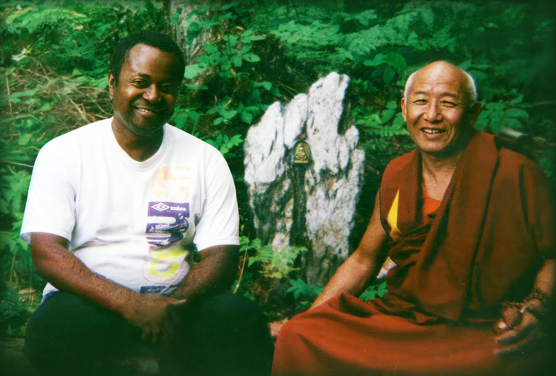 Venerable Jampa Kunchog with Geshe Tsulkga, Massachusetts, 1994. Credits: Lama Yeshe Wisdom Archive.