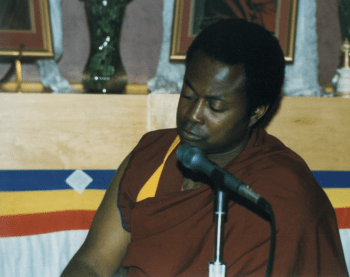 Venerable Jampa Kunchog, Kurukulla Center, Boston, 1995. Credits: Lama Yeshe Wisdom Archive.