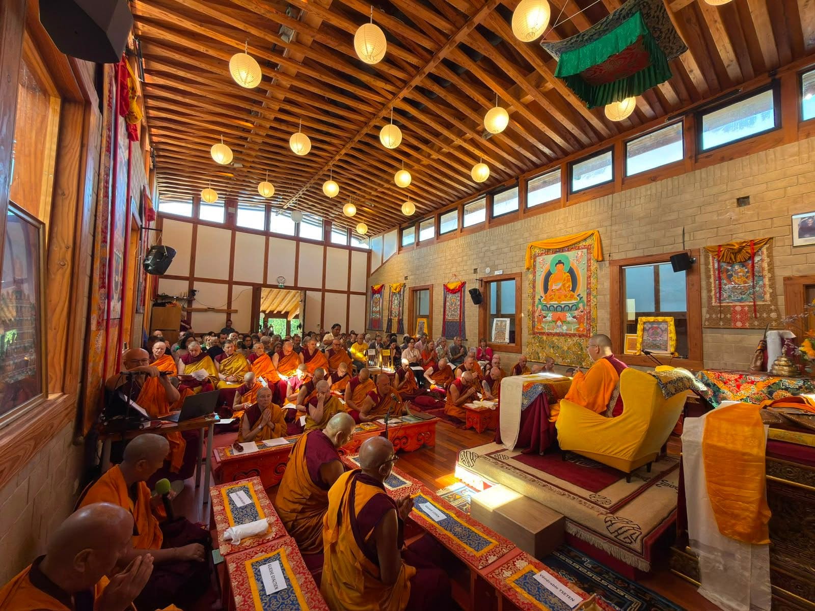 H.E. Ling Rinpoche at Nalanda Monastery, France 2026. Photo courtesy of H.E. Ling Rinpoche Facebook page.
