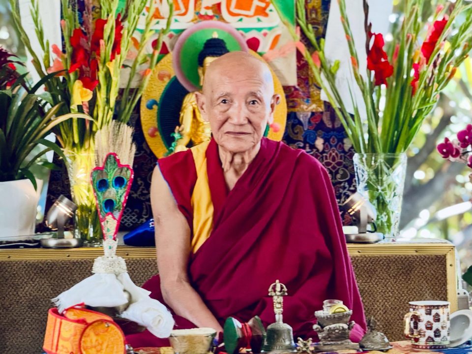 Gyumed Khensur Rinpoche Lobsang Jampa at Ocean of Compassion Buddhist Center. Photo courtesy of OOC Facebook Page.