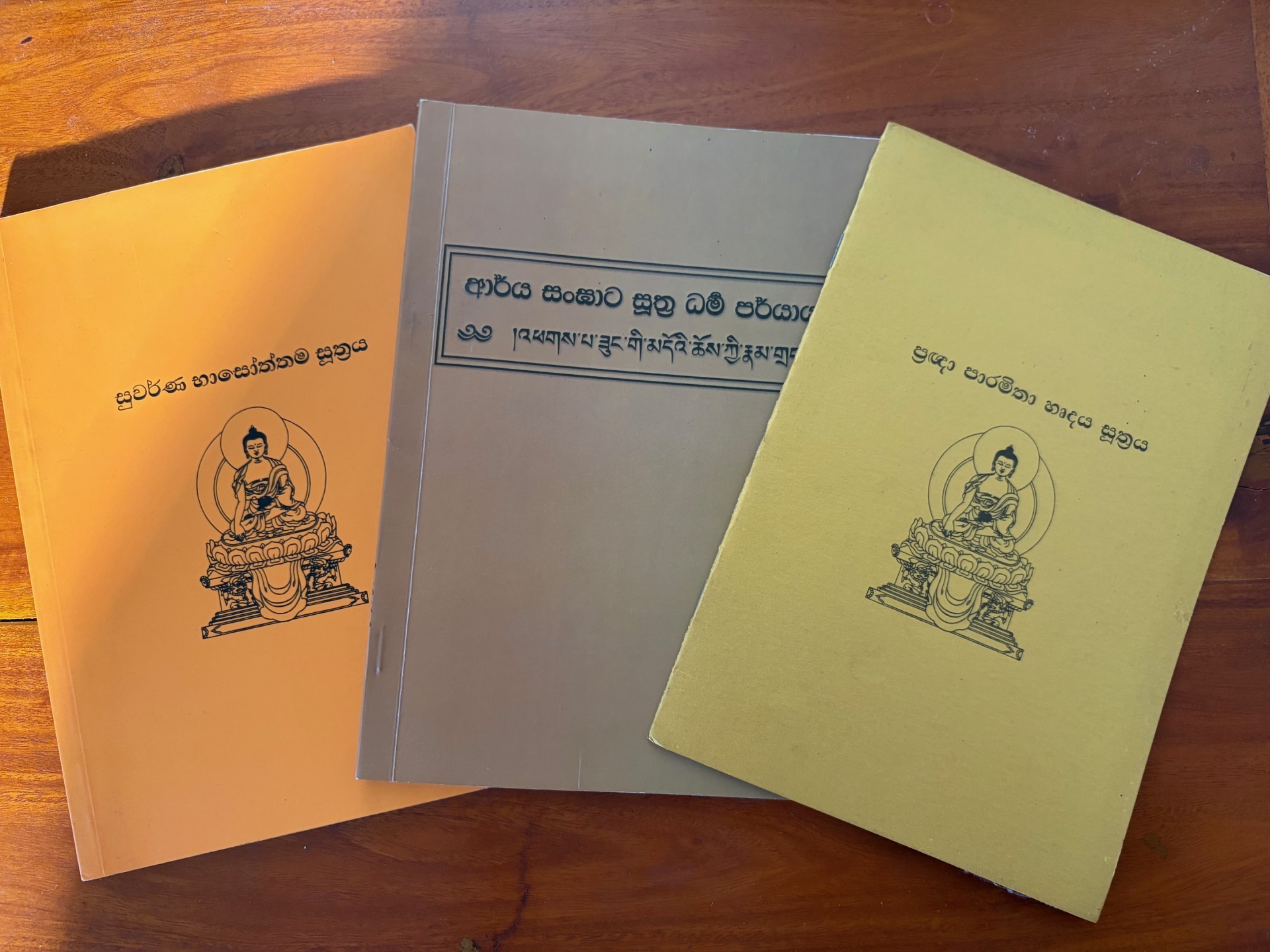 Sutra Publications - Sanghata, Golden Light and Heart Sutra. Photo Courtesy of Hirushan Prabashana Fernando