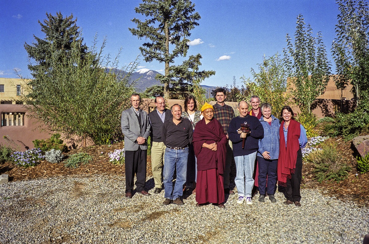 Group photo with Lama Zopa Rinpoche in Taos, New Mexico, 1999.