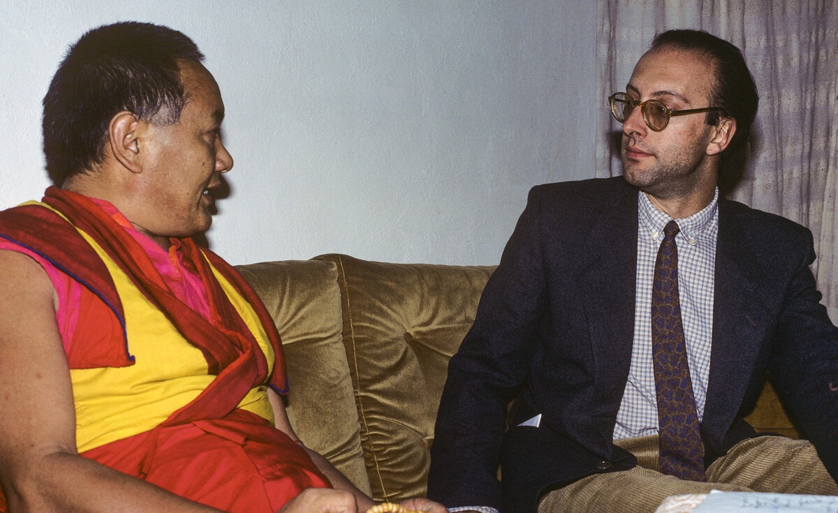 Lama Yeshe with Massimo Corona, Istituto Lama Tzong Khapa, Italy, November ,1982.
